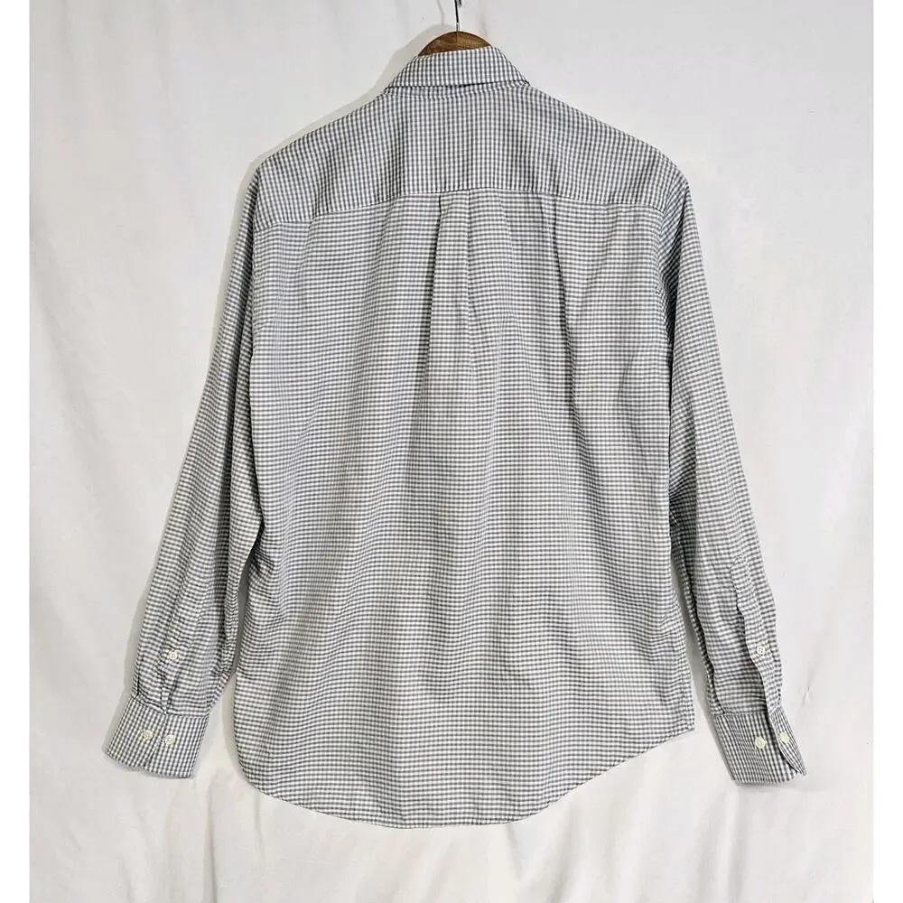 Peter Millar Crown Soft Blue Gray Plaid Long Sleeve Button Down Shirt Size Large